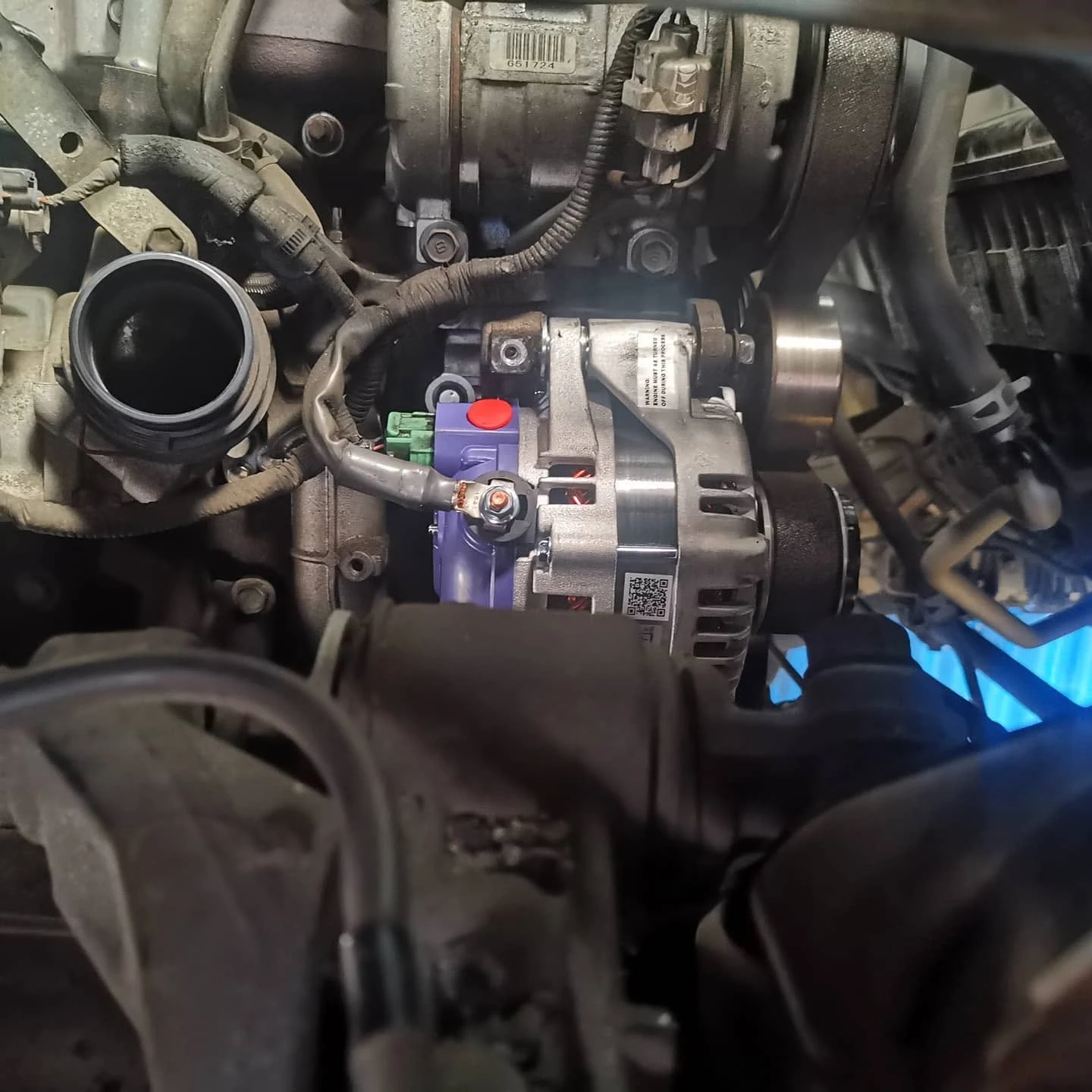 Replacement alternator fitted during mechanical repairs at S & A Automotive Cairns